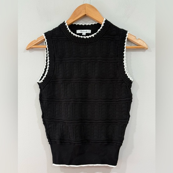 Madewell Black Mixed Stitch Sleeveless Sweater M NWT - Picture 3 of 6